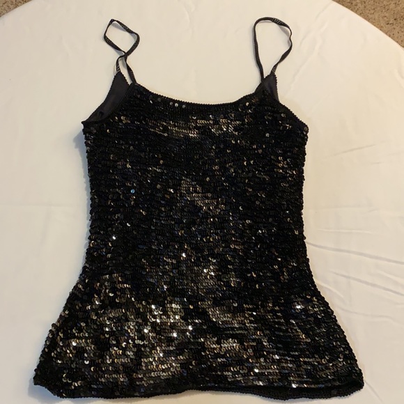 Karen Millen Black Sequin Top - Sz 1 - Picture 5 of 9